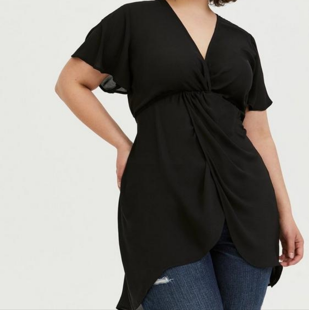 Torrid Georgette Twist Front Hi-Low Blouse